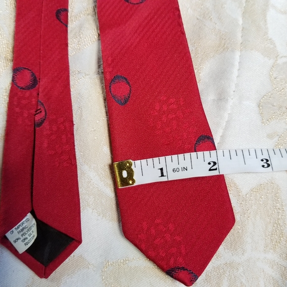 🌹3/$15🌹 Vintage 80s Silk Blend Red Tie - Picture 3 of 5
